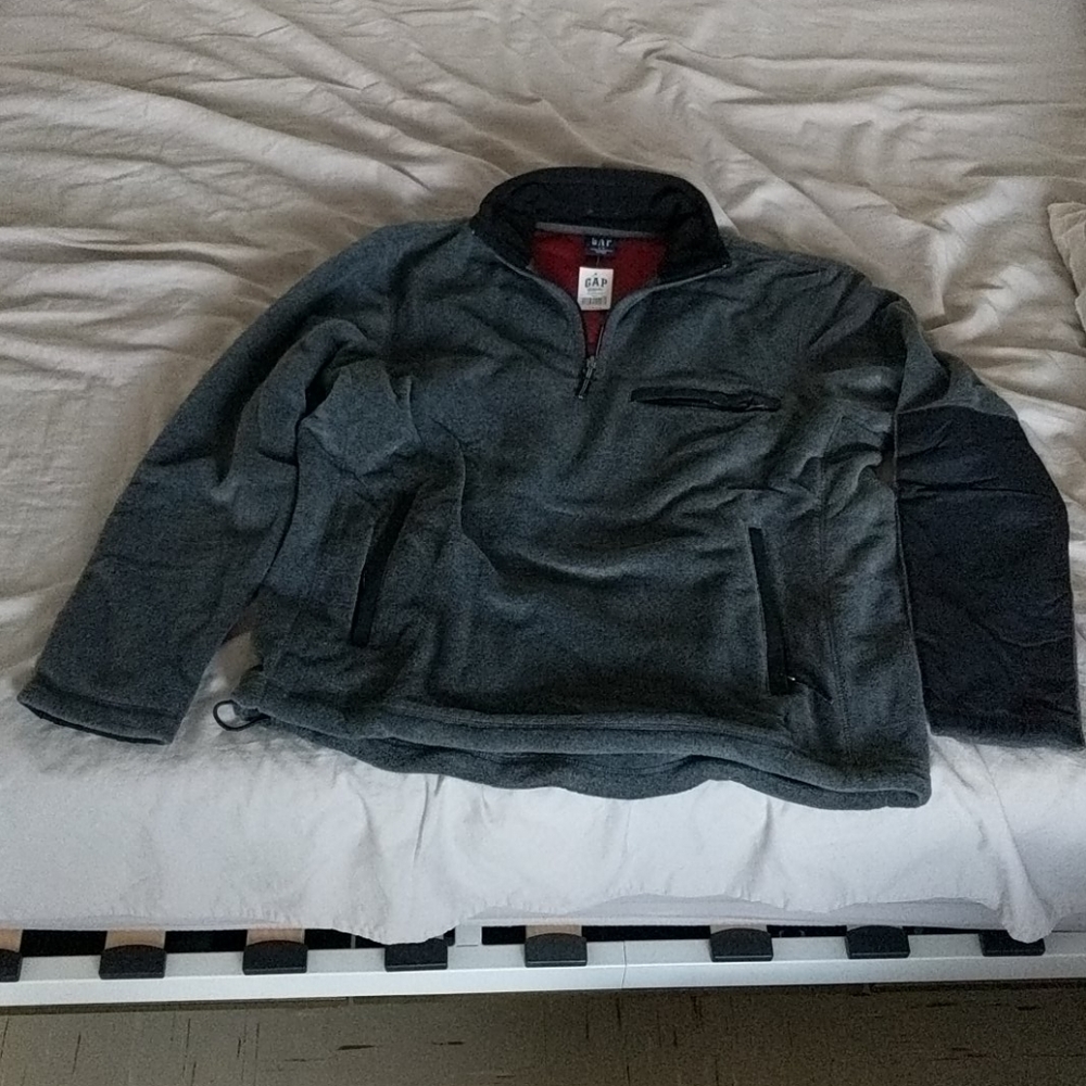 Gap Pullover Athletic Chest Zipper Pouch Gray Lg